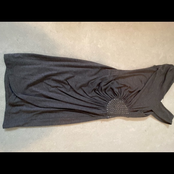 Dynamite asymmetrical grey dress with studded detail and ruching at waist - Picture 5 of 6